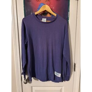 vintage faded Discus Mens Purple Long Sleeve T Shirt Crew Neck Cotton Size L